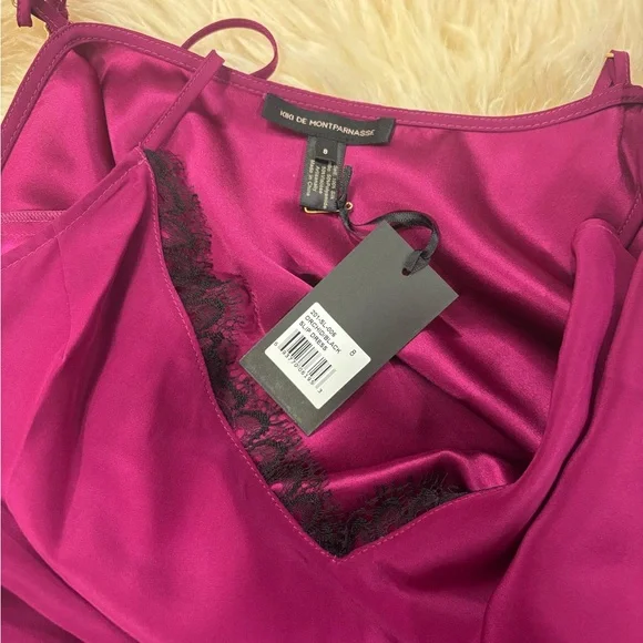 Kiki de Montparnasse Burgundy Lace Trim dress